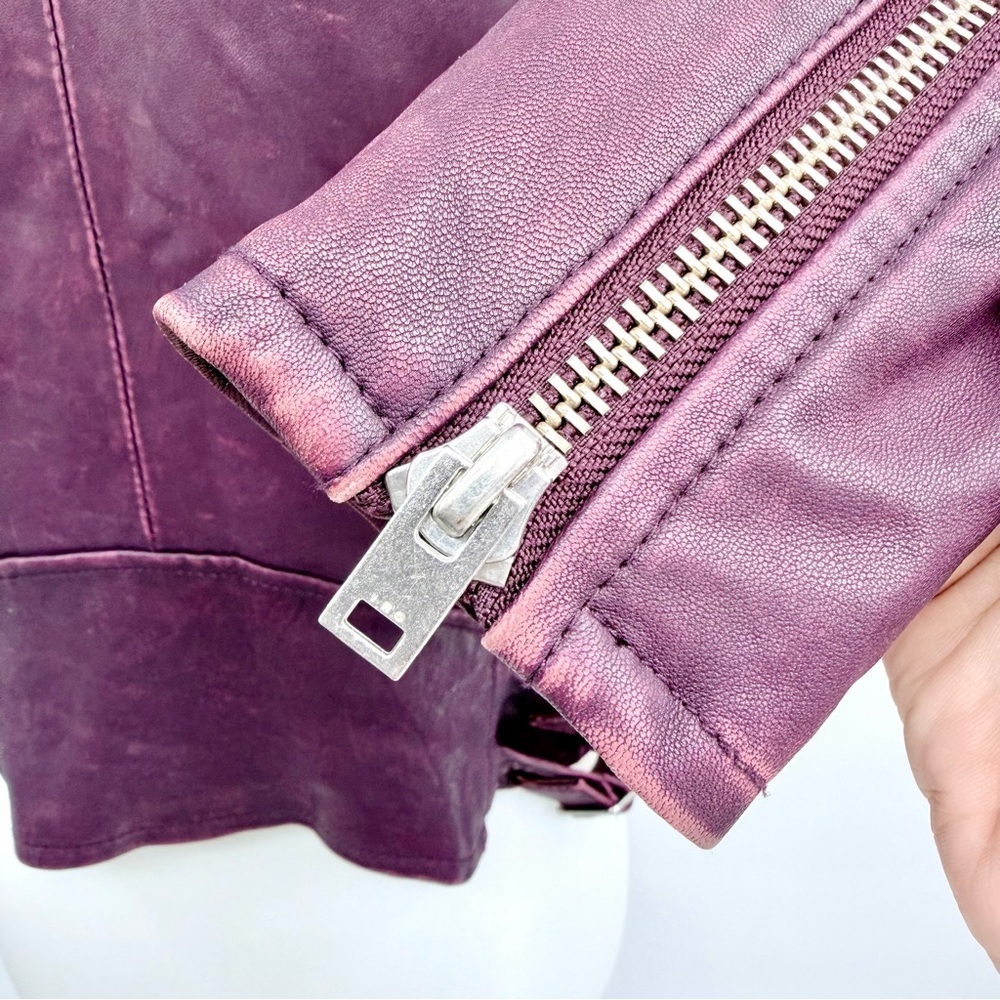IRO ASHVILLE LEATHER JACKET Plum Purple Moto Biker NWT - Picture 4 of 8
